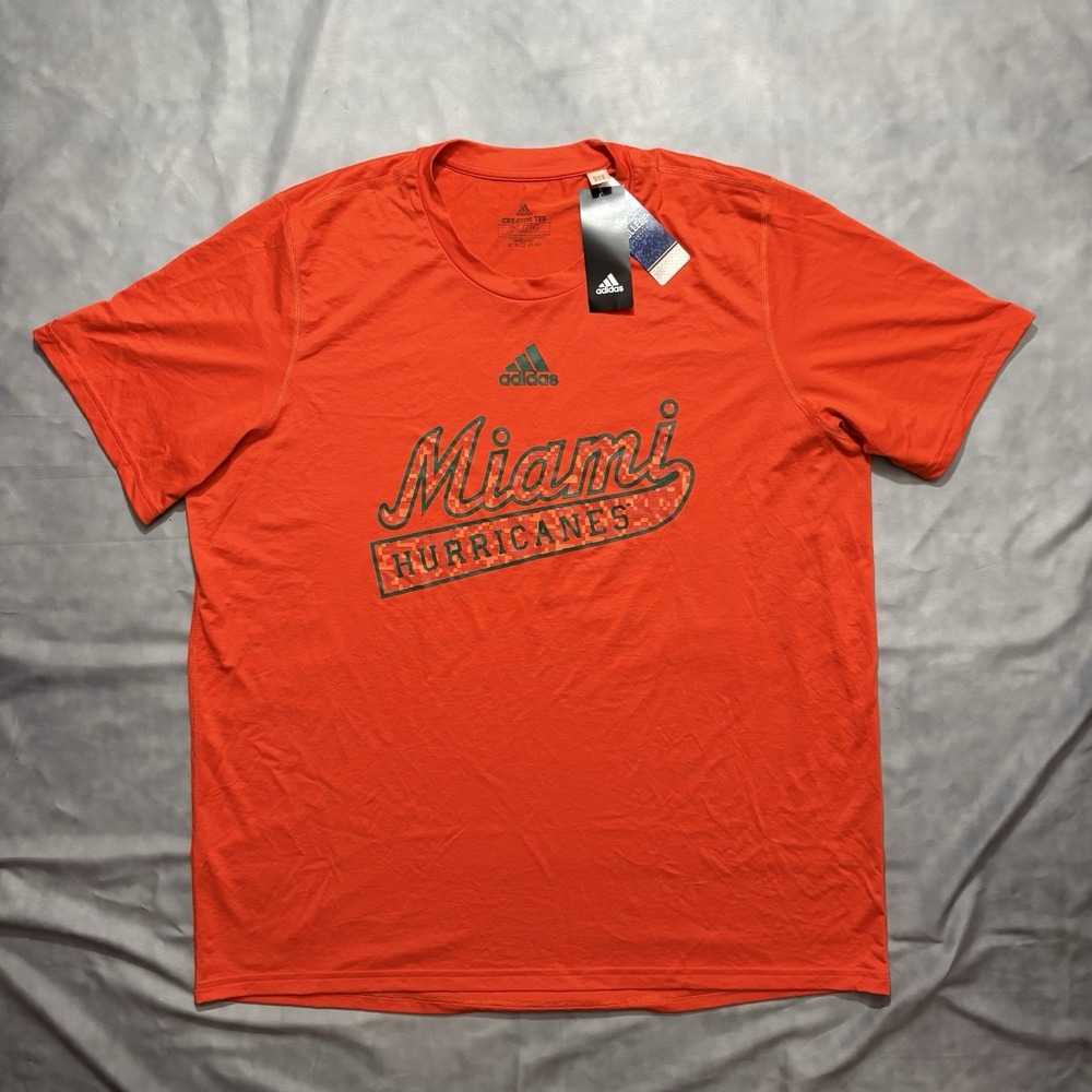 NWT Miami Hurricanes Adidas Creator Short Sleeve T Shirt Men's XXL NCAA Orange